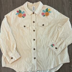 Disney Pixar Coco Embroidered Corduroy Shacket Shirt Jacket Women’s 3X Plus